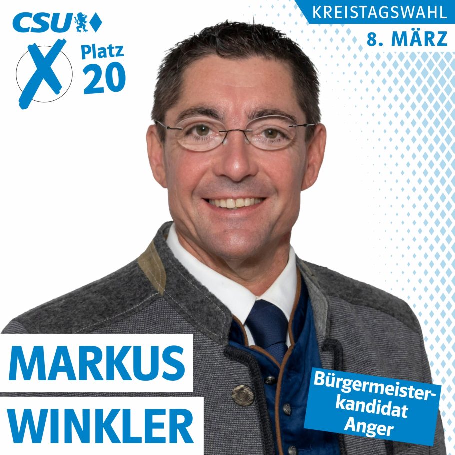 Portrait von Markus Winkler, Bürgermeister der Gemeinde Anger, Kreistagskandidat auf Platz 20, Liste 1, CSU