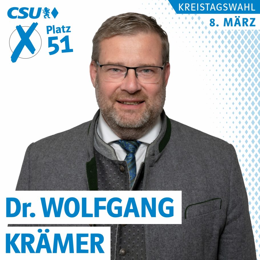 Portrait von Dr. Wolfgang Krämer, Kreistagskandidat für die CSU auf Liste 1, Platz 51