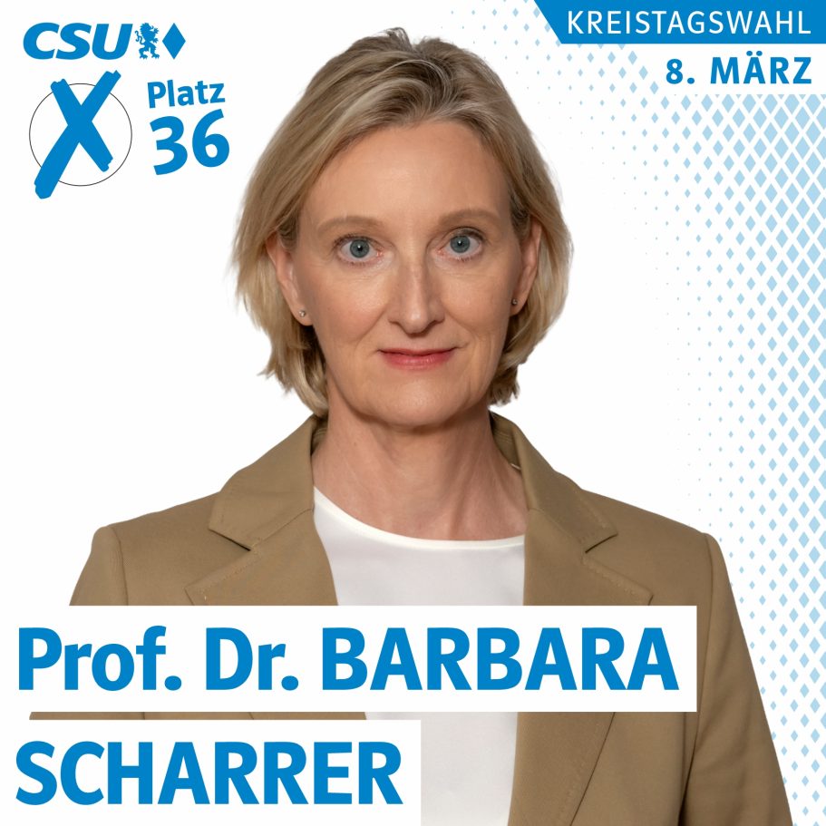 Portrait von Prof. Dr. Barbara Scharrer, Kreistagskandidatin der CSU auf Liste 2, Platz 36